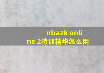 nba2k online 2特训精华怎么用